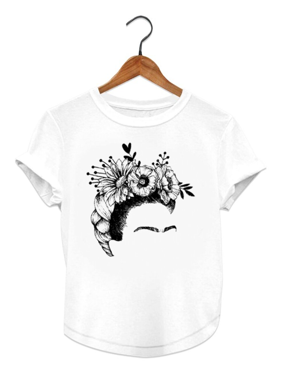 Frida Portrait Ink Outline Graphic T-Shirt